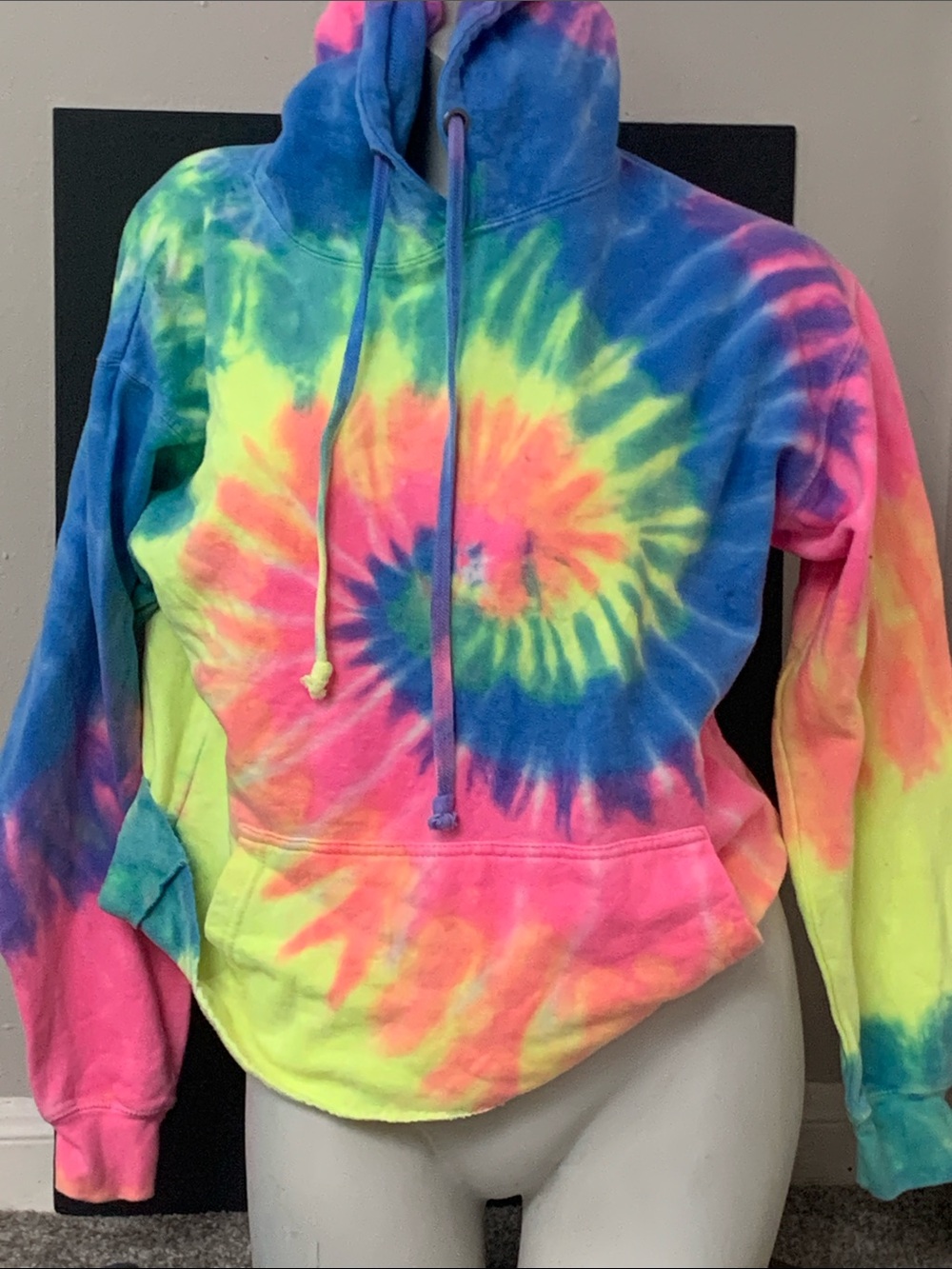Tie-Dye Pullover Hoodie - Neon Swirl super cozy